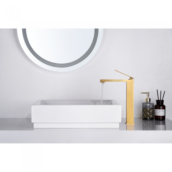 Αναμεικτική Μπαταρία Πάγκου Ψηλή PVD Χρυσό Ματ IMEX PISA BDP048-3OC