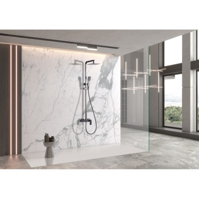 Στήλη Ντους 2 Εξόδων με Ρυθμιζόμενη Τηλεσκοπική Βέργα 88-124εκ PVD Black Gun Metal IMEX PISA BDP048/BGM