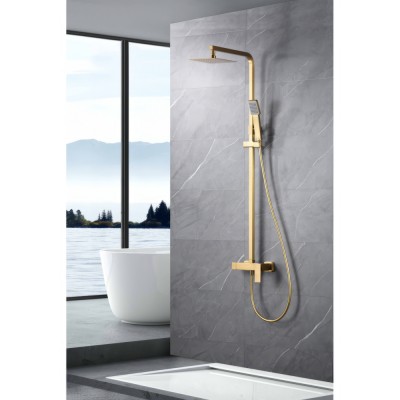 Στήλη Ντους 2 Εξόδων με Ρυθμιζόμενη Τηλεσκοπική Βέργα 88-124εκ PVD Χρυσό Ματ IMEX PISA BDP048/OC