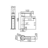 Αναμεικτική Μπαταρία Νιπτήρος Μαύρο Ματ IMEX ROMA BDR001-1NG