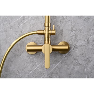 Στήλη Ντους 2 Εξόδων με Ρυθμιζόμενη Τηλεσκοπική Βέργα 95-127εκ PVD Χρυσό Ματ IMEX ROMA BDR001/OC