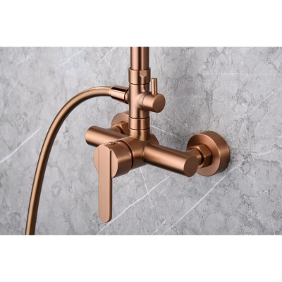 Στήλη Ντους 2 Εξόδων με Ρυθμιζόμενη Τηλεσκοπική Βέργα 95-127εκ PVD Ροζ Χρυσό Ματ/ Χαλκού IMEX ROMA BDR001/ORC