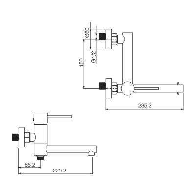 Αναμεικτική Μπαταρία Λουτρού Μαύρο Ματ IMEX MILOS BDYS045-4NG