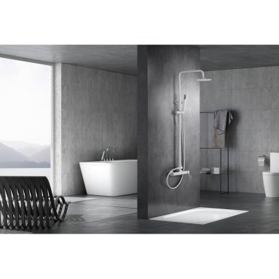 Στήλη Ντους 2 Εξόδων με Ρυθμιζόμενη Τηλεσκοπική Βέργα 95-132.5εκ Λευκό Ματ IMEX MILOS BDYS045/BL