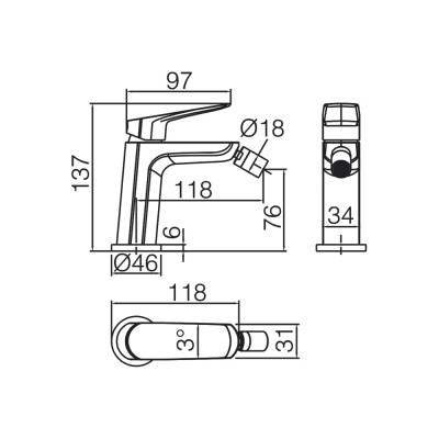 Αναμεικτική Μπαταρία Μπιντέ Χρωμέ IMEX BELGICA BDZ044-2