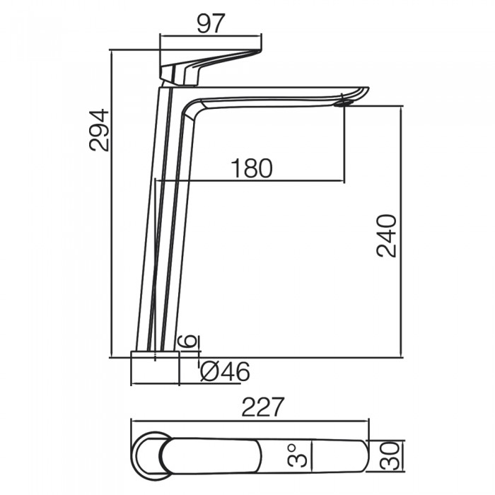 Αναμεικτική Μπαταρία Πάγκου Ψηλή Μαύρο Ματ IMEX BELGICA BDZ044-3NG
