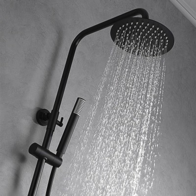 Στήλη Ντους Θερμοστατική 3 Εξόδων με Ρυθμιζόμενη Τηλεσκοπική Βέργα 115-165 εκ. Μαύρο Ματ IMEX LINE BTD038-B/NG