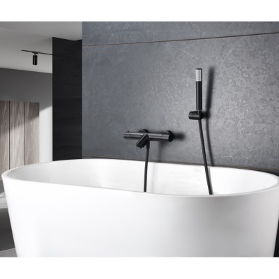 Αναμεικτική Μπαταρία Λουτρού Θερμοστατική Μαύρο Ματ IMEX GENOVA BTG053-4NG