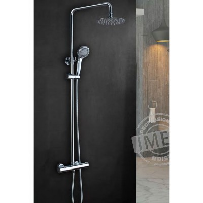 Στήλη Ντους Θερμοστατική 2 Εξόδων με Ρυθμιζόμενη Τηλεσκοπική Βέργα 94-130εκ Χρωμέ IMEX ECO KENT BTK017