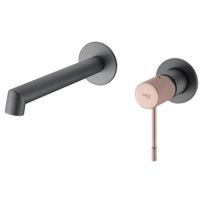 Εντοιχιζόμενη Μικτική Μπαταρία Νιπτήρος Γκρι Ματ - Σαμπανιζέ IMEX LINE GLD038/GC