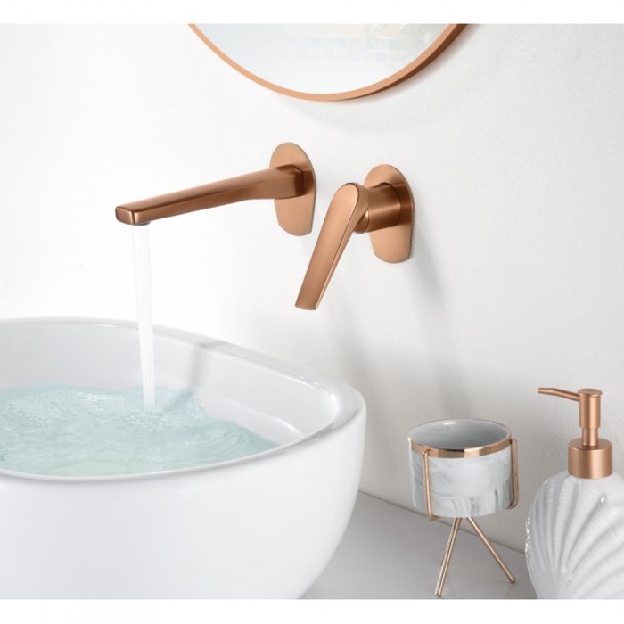 Εντοιχιζόμενη Μικτική Μπαταρία Νιπτήρος PVD Ροζ Χρυσό Ματ/ Χαλκού IMEX DELOS GLD055/ORC