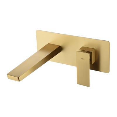 Εντοιχιζόμενη Μικτική Μπαταρία Νιπτήρος PVD Χρυσό Ματ IMEX PISA GLP048/OC