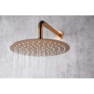 Σετ Εντοιχισμού Ντουζιέρας Θερμοστατική 2 Εξόδων με Μίκτη, Τηλέφωνο & Κεφαλή Στρόγγυλη Τοίχου Ø25εκ. PVD Ροζ Χρυσό Ματ/ Χαλκού IMEX ASSEN GTA052/ORC