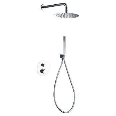 Σετ Εντοιχισμού Ντουζιέρας Θερμοστατική 2 Εξόδων με Μίκτη, Τηλέφωνο & Κεφαλή Στρόγγυλη Τοίχου Ø25εκ. Χρωμέ IMEX GENOVA GTG053