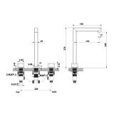 Μπαταρία Πάγκου 2 Λαβών H.276mm Black Gun Metal (PVD) IMEX TOSCANA BAT064/BGM