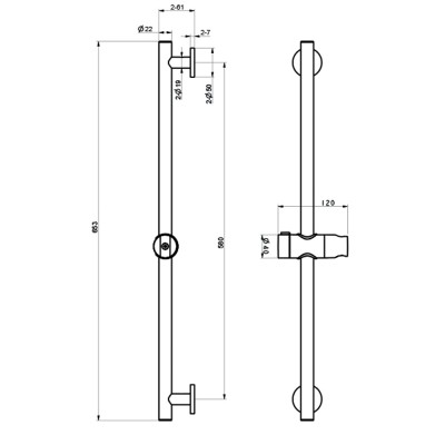 Σταθερή Βέργα Στήριξης Τηλεφώνου Ντους 63cm Black Gun Metal (PVD) IMEX ADUR BDD001/BGM