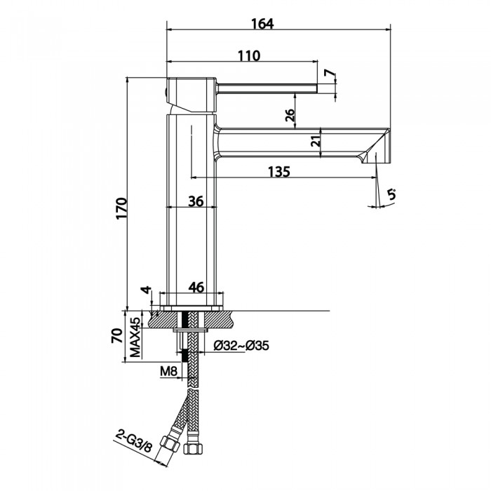 Αναμεικτική Μπαταρία Νιπτήρος H.170mm Χρωμέ IMEX TOSCANA BDT064-1