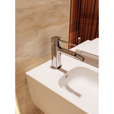 Αναμεικτική Μπαταρία Μπιντέ H.140mm Νίκελ Ματ IMEX TOSCANA BDT064-2NQ