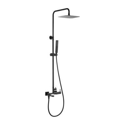 Στήλη Ντους 3 Εξόδων με Ρυθμιζόμενη Τηλεσκοπική Βέργα 95-137.5εκ Μαύρο Ματ IMEX TOSCANA BDT064-B/NG