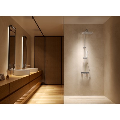 Στήλη Ντους 2 Εξόδων με Ρυθμιζόμενη Τηλεσκοπική Βέργα 88-130εκ Νίκελ Ματ IMEX TOSCANA BDT064/NQ