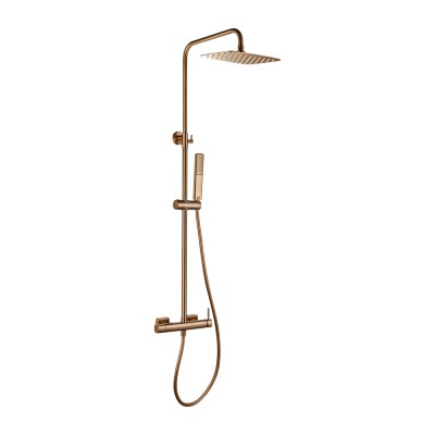 Στήλη Ντους 2 Εξόδων με Ρυθμιζόμενη Τηλεσκοπική Βέργα 88-130εκ Ροζ Χρυσό Ματ/Χαλκού (PVD) IMEX TOSCANA BDT064/ORC