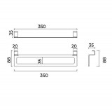 Πετσετοθήκη Κρεμαστή για έπιπλα 350x88x35mm Νίκελ Ματ IMEX FORM CAF008-10/NQ
