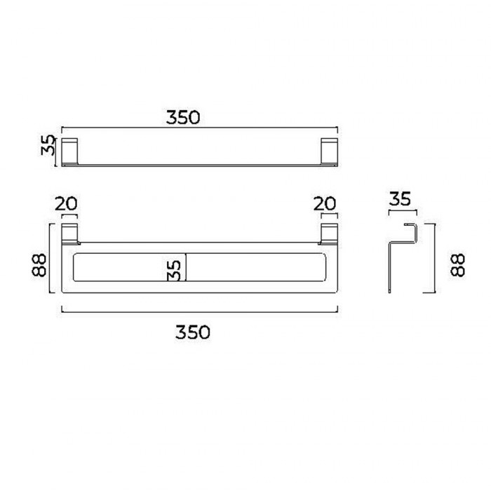 Πετσετοθήκη Κρεμαστή για έπιπλα 350x88x35mm Νίκελ Ματ IMEX FORM CAF008-10/NQ