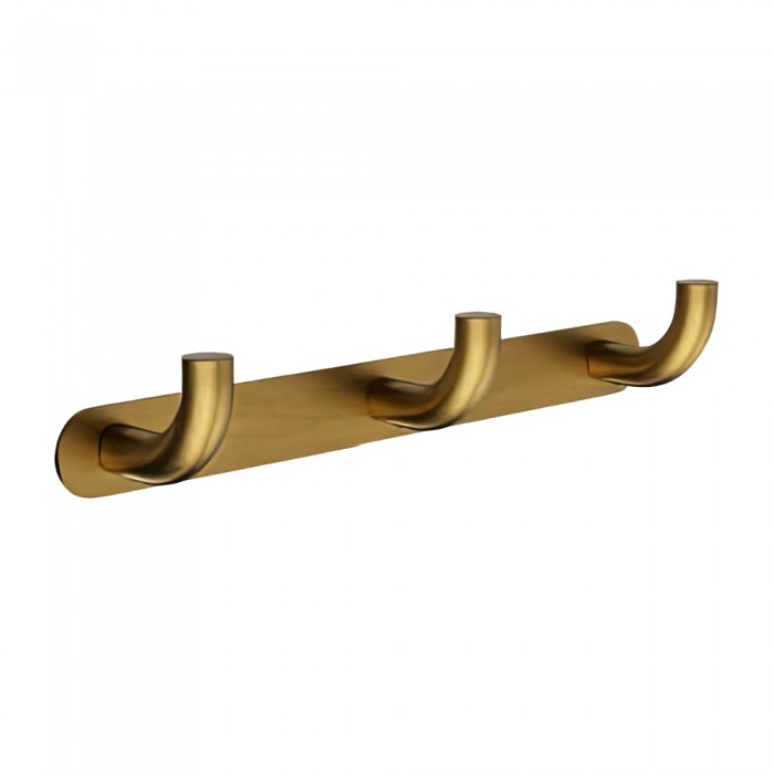 Άγκιστρο Μπάνιου Τριπλό 240x49x45mm Χρυσό Ματ (PVD) IMEX PURE CAP005-02/OC