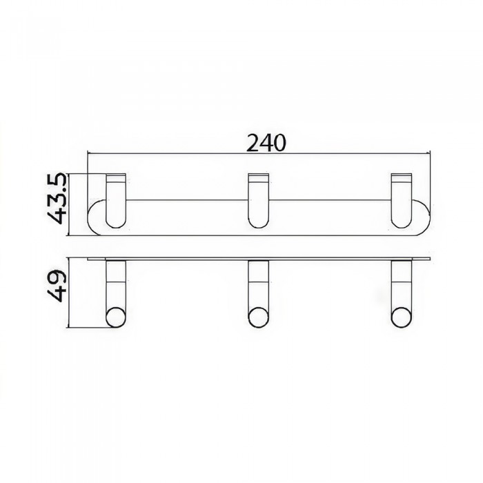 Άγκιστρο Μπάνιου Τριπλό 240x49x45mm Χρυσό Ματ (PVD) IMEX PURE CAP005-02/OC