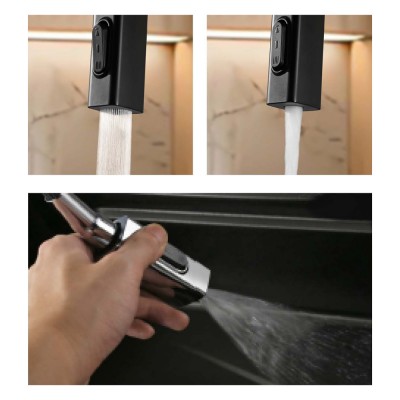 Μπαταρία κουζίνας με Αποσπώμενο Τηλέφωνο με σπιράλ 3 ροών Μαύρο Ματ IMEX CANADA GCE028/NG