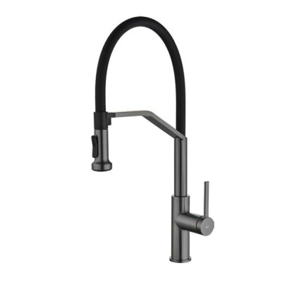 Μπαταρία Κουζίνας με Εύκαμπτο Σωλήνα 2 ροών Black Gun Metal (PVD) IMEX VENETO GCE029/BGM