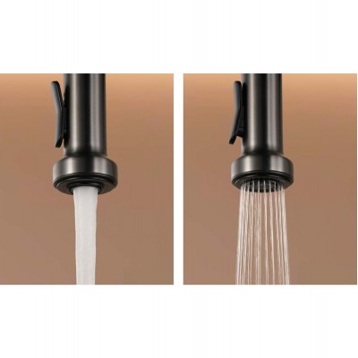 Μπαταρία Κουζίνας με Εύκαμπτο Σωλήνα 2 ροών Black Gun Metal (PVD) IMEX VENETO GCE029/BGM