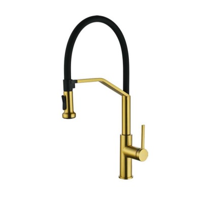 Μπαταρία Κουζίνας με Εύκαμπτο Σωλήνα 2 ροών Χρυσό Ματ (PVD) IMEX VENETO GCE029/OC