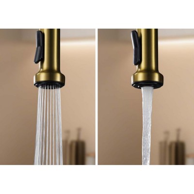 Μπαταρία Κουζίνας με Εύκαμπτο Σωλήνα 2 ροών Χρυσό Ματ (PVD) IMEX VENETO GCE029/OC