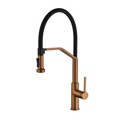 Μπαταρία Κουζίνας με Εύκαμπτο Σωλήνα 2 ροών Ροζ Χρυσό Ματ/Χαλκού (PVD) IMEX VENETO GCE029/ORC