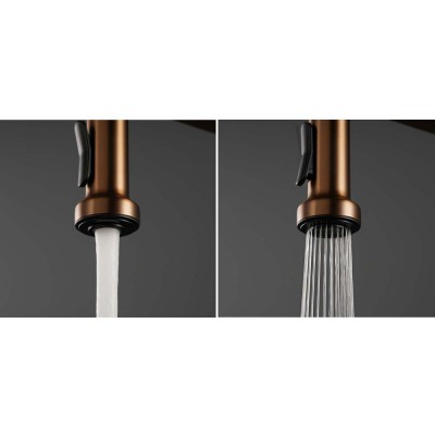 Μπαταρία Κουζίνας με Εύκαμπτο Σωλήνα 2 ροών Ροζ Χρυσό Ματ/Χαλκού (PVD) IMEX VENETO GCE029/ORC