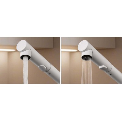 Μπαταρία κουζίνας με Αποσπώμενο Τηλέφωνο με σπιράλ 2 ροών Λευκό Ματ IMEX OPORTO GCE030/BL