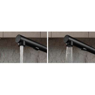 Μπαταρία κουζίνας με Αποσπώμενο Τηλέφωνο με σπιράλ 2 ροών Μαύρο Ματ IMEX OPORTO GCE030/NG