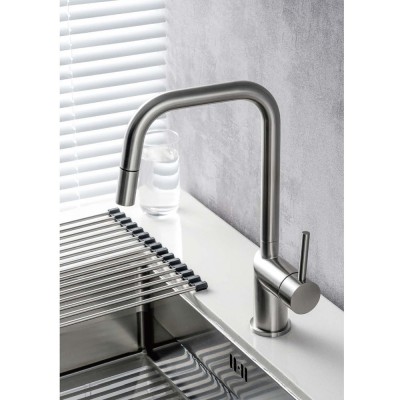 Μπαταρία κουζίνας με Αποσπώμενο Τηλέφωνο με σπιράλ Νίκελ Ματ IMEX MONZA GCE039/NQ