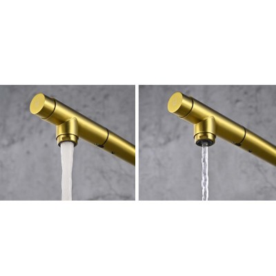 Μπαταρία κουζίνας OSMOSIS για Σύνδεση με παροχή φίλτρου κάτω πάγκου Χρυσό Ματ (PVD) IMEX SPLIT Osmosis GOS005/OC