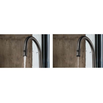 Μπαταρία κουζίνας OSMOSIS για Σύνδεση με παροχή φίλτρου κάτω πάγκου 2 ροών Black Gun Metal (PVD) IMEX LAZIO Osmosis GOS006/BGM