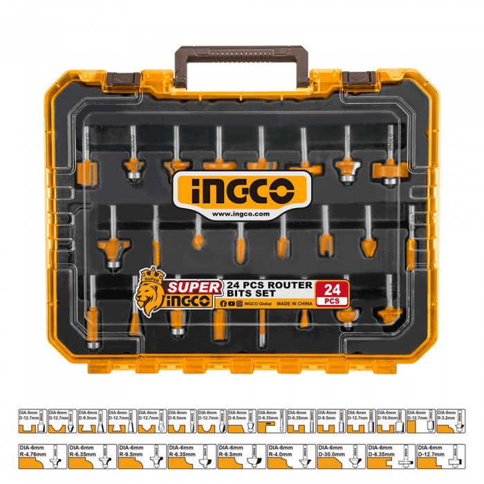 Μαχαίρια Ρούτερ Σετ 24 τεμ. Πλήρες INGCO AKRT24062