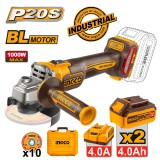 Γωνιακός Τροχός Μπαταρίας 115mm 20V Li-Ion Ingco CAGLI271532