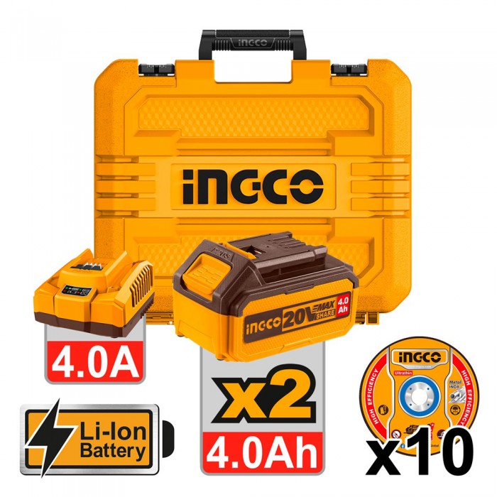 Γωνιακός Τροχός Μπαταρίας 115mm 20V Li-Ion Ingco CAGLI271532