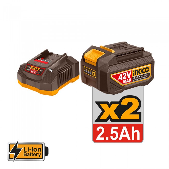 Γωνιακός Τροχός Μπαταρίας 42V Li-Ion INGCO CAGLI4128112E