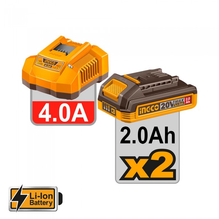 Κρουστικό Δραπανοκατσάβιδο Compact Μπαταρίας 20V Li-Ion 76Nm INGCO CIDLI207686E