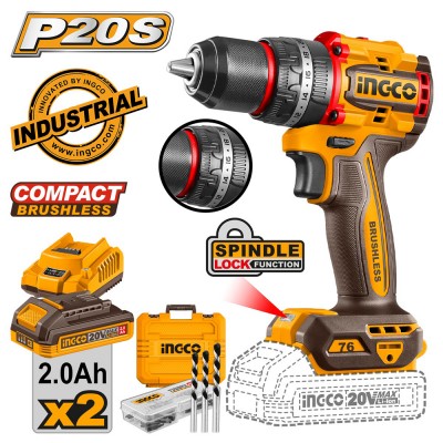 Κρουστικό Δραπανοκατσάβιδο Compact Μπαταρίας 20V Li-Ion 76Nm σε Πλαστική Θήκη INGCO CIDLI20768E