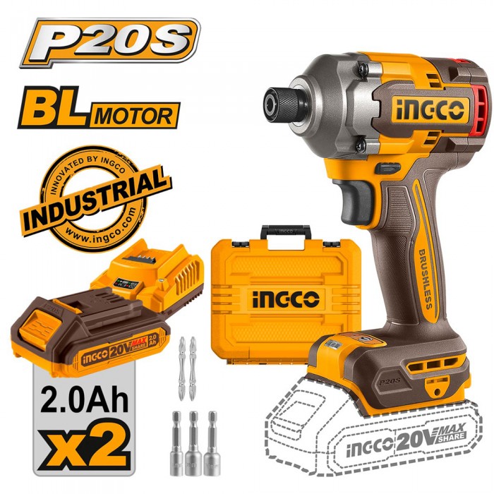 Κατσαβίδι Παλμικό Μπαταρίας 20V Li-Ion 285Nm INGCO CIRLI2028E