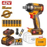 Μπουλονόκλειδο Κρουστικό Μπαταρίας 42V Li-Ion INGCO CIWLI42602E
