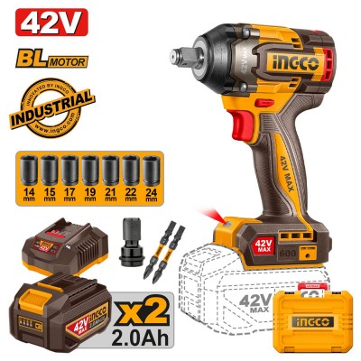 Μπουλονόκλειδο Κρουστικό Μπαταρίας 42V Li-Ion INGCO CIWLI42602E